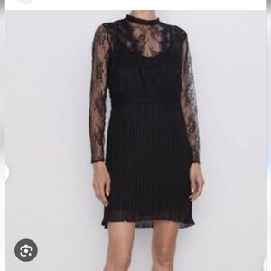 Zara Black Long Sleeve Sheath Dress Mock Neck - M